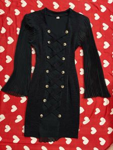 Elegant Black Button-Front Dress