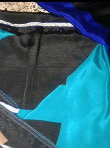Blue &amp; Black Saree with blouse 34 inch wit