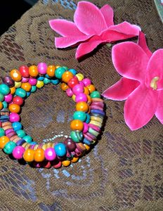 Boho Wood Beaded Bracelet Set