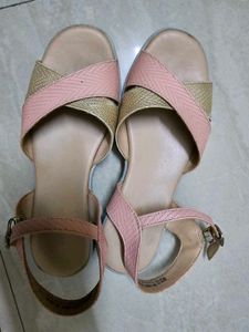Pink &amp; Gold Ankle Strap Sandals