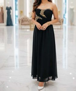 Black Strapless Embellished Gown