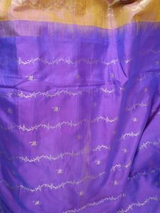 Kanjeevaram Purple &amp; Gold Botanical Fabric