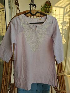 Chikankari Lavender Short Kurta