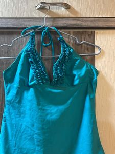 Teal Halter Tankini Top
