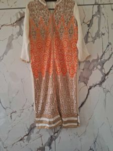 Embroidery Orange Suit