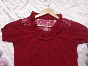Maroon Ruffled Top