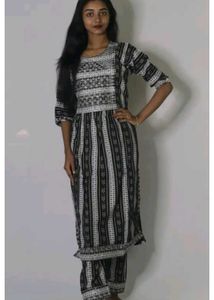 Elegant Black Printed Kurta Set