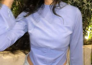 Blue Long bell Sleeve Top