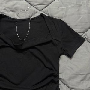 Black cowl neck tee