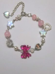 Pink Bow Beaded bracelet