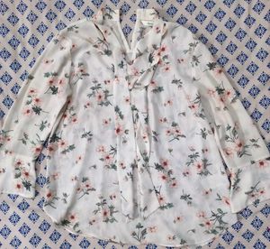 Floral Tie-Neck Blouse