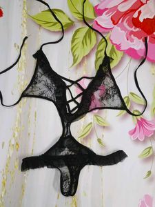 (1114)Black Lace Teddy Bodysuit