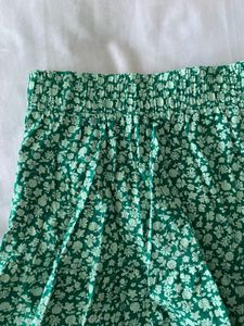 Green Floral Mini Skirt