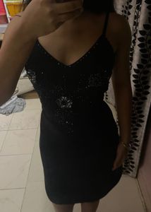Embellished Black Slip Dress