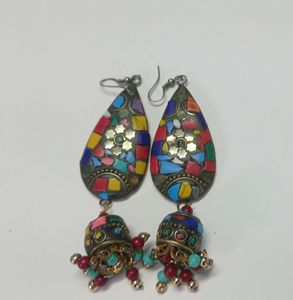 multiple colour  pearl with mirror beautiful earri