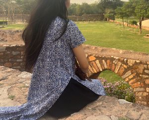 Print Blue Long Kurta