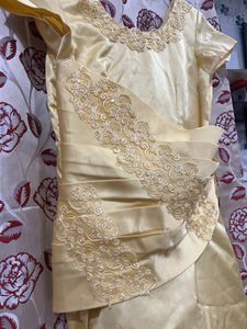 Yellow Stitched Satin Dress 💛