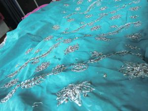 Green Heavy Beautiful Bead Work Woman Saree
