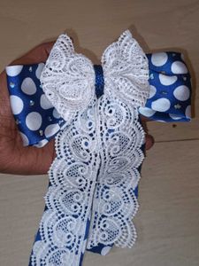 Stylish Blue Polka Dot Hair Bow