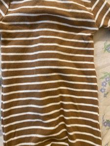 Brown &amp; White Striped Full Dress/Rompers