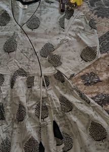 Grey Printed Kurti/Tunic | Size S (34/36)