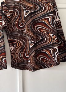 Retro Swirl Print Long Sleeve Top, Bust-36/34/38