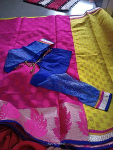 Designer Cotton Silk Saree | Fuchsia Pink Body & Y