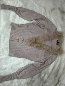 Vintage Fur Trim Cardigan