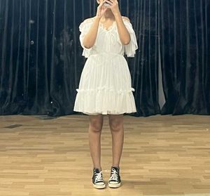 White Off-Shoulder Mini Dress.