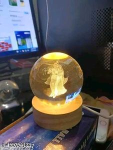 3D Crystal Ball Night Light Radha Krishna