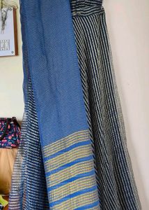Navyblue Net Chania Choli With Beads Hanging