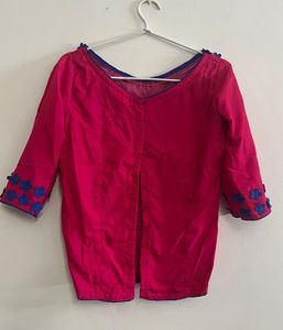 Pink Top and Blue Dupatta