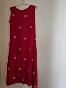 Women&#39;s Cotton Printed Maroon Hand-Print Kurta Set