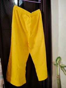 Yellow Patterned Wide Leg Pants For Women
