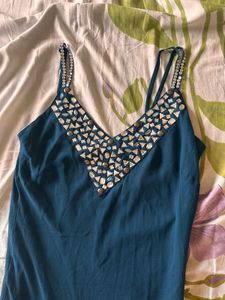 Embellished Blue Maxi Dress