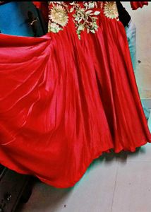Red Embroidered Anarkali Dress