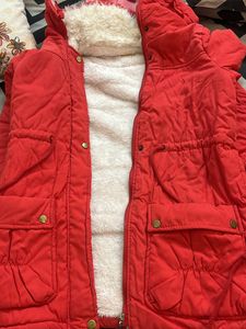 Red Warm Over Coat With Fur Lining Inside