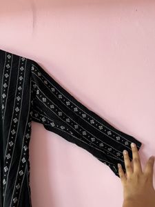 Mustard Embroidered Kurta With Free Black Top