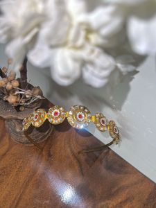 Elegant Gold &amp; Red Gemstone Headband