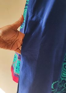 Blue And Pink Printed Warm Kurta.Size 3XL