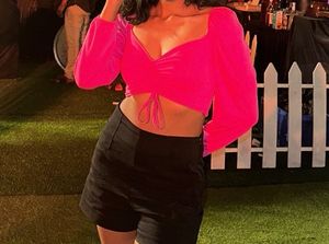 Pink Full Sleeved Crop Top
