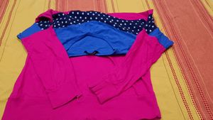 Beautiful Blue And Pink Color Fall Shoulder Top