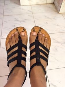 Stylish black strappy sandals