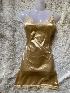 Gold Lace Slip Lingerie