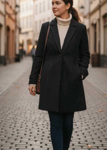 Elegant Black Trench Coat Winter