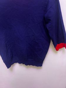 Navy Blue &amp; Red Knit Sweater