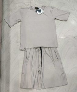Beige T-Shirt & Shorts Set