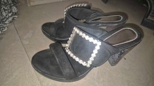 Carwalk Black Heels with Rhinestones