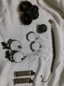 oxidised 4 earring ,with necklace and ring
