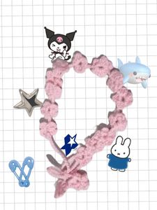 handmade crochet pink flower headband₊˚⊹ ᰔ